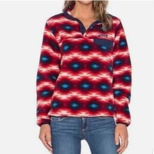 Patagonia Women’s S Wild Desert Synchilla Snap T Fleece Pullover Red Aztec Print